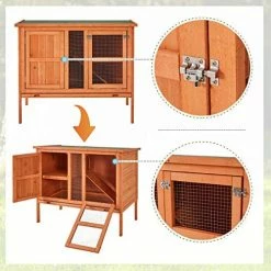 Cheap 🔥 Mia's Pet Supply Rabbit Hutch 2-Tier 40" Rabbit Cage Outdoor Large Wooden Bunny House 🔔 12 Mia's Pet Supply Rabbit Hutch 2-Tier 40