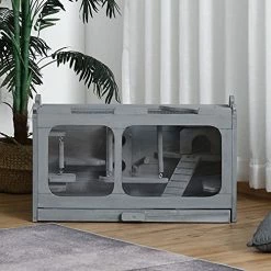 Mia's Pet Supply PawHut Wooden Hamster Cage Rodent Small Animal Hutch With Seesaw, L