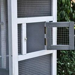 Mia's Pet Supply Aviary & Perches PawHut Wooden Outdoor Bird Cage, Featuring A Large Play House