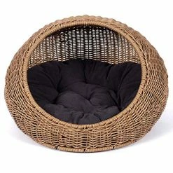 Mia's Pet Supply GARDEN Wicker Cat Bed Dome For Medium Indoor Cats Bedding