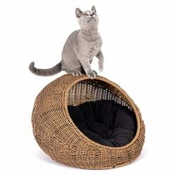 Mia's Pet Supply GARDEN Wicker Cat Bed Dome For Medium Indoor Cats Bedding