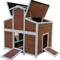 Mia's Pet Supply Chicken Coop Cages Omitree Deluxe Large Backyard Wood Chicken Coop Hen House With 4 Nesting Box