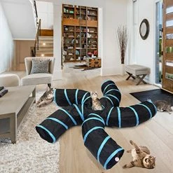 Mia's Pet Supply S-Type Cat Tunnel, 2 Way/3 Way/4 Way/5 Way Collapsible S-Shape