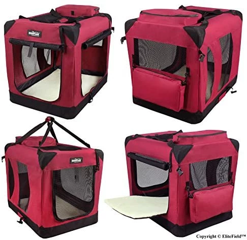 Buy 😉 Mia's Pet Supply EliteField 3-Door Folding Soft 🦮 Dog Crate, Indoor & Outdoor Pet Home Travel 🔔 4 Mia's Pet Supply EliteField 3-Door Folding Soft Dog Crate, Indoor & Outdoor Pet Home Travel