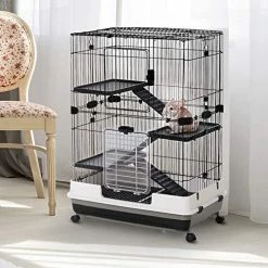 Mia's Pet Supply PawHut 32" L 4-Level Indoor Small Animal Rabbit Cage Rabbit Houses & Accessories