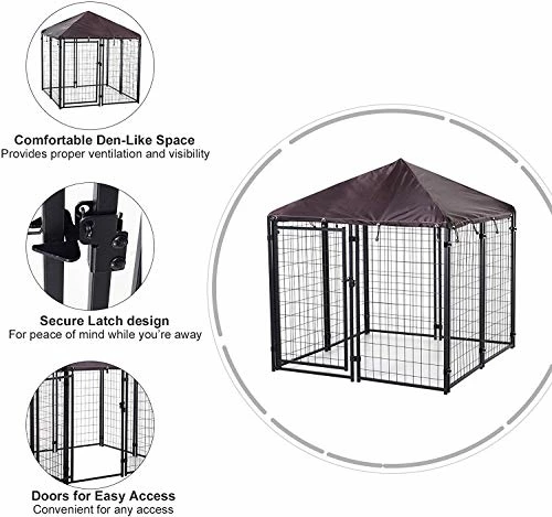 Deals ๐คฉ Mia's Pet Supply PawHut Lockable ๐ Dog House Kennel With Water-Resistant Roof For Small And Medium Sized Pets, 4.6' X 4.6' X 5' ๐ 3 Mia's Pet Supply PawHut Lockable Dog House Kennel With Water-Resistant Roof For Small And Medium Sized Pets, 4.6' X 4.6' X 5'