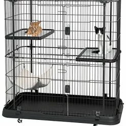 Mia's Pet Supply Deluxe Cat Home - Cat Cage, Black Houses, Pens & Crates