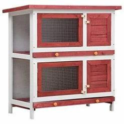 Mia's Pet Supply VidaXL Outdoor Rabbit Hutch 4 Doors Weather Resistant Rabbit Houses & Accessories