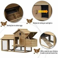 Top 10 🔥 Mia's Pet Supply PawHut 59" Small Solid Wood Enclosed Outdoor Backyard Chicken Coop Kit ⭐ 13 Mia's Pet Supply PawHut 59