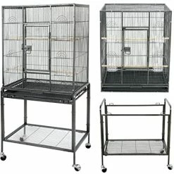 Mia's Pet Supply Aviary & Perches ZENY Bird Cage With Stand Wrought Iron Construction 53-Inch Pet Bird Cage