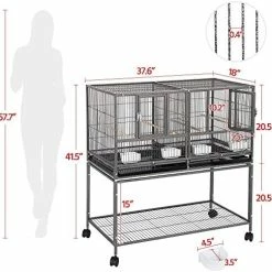 Hot Sale ๐ Mia's Pet Supply Aviary & Perches YAHEETECH 41.5" Stackable Divided Breeder Breeding Parakeet Bird Cage โ 15 Mia's Pet Supply Aviary & Perches YAHEETECH 41.5
