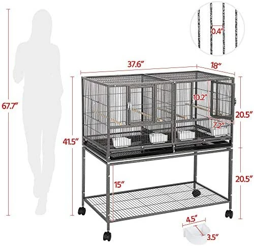 Hot Sale ๐ Mia's Pet Supply Aviary & Perches YAHEETECH 41.5" Stackable Divided Breeder Breeding Parakeet Bird Cage โ 7 Mia's Pet Supply Aviary & Perches YAHEETECH 41.5" Stackable Divided Breeder Breeding Parakeet Bird Cage