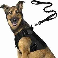 Mia's Pet Supply Tactical Dog Harness And Bungee Dog Leash Set For Large Medium Dogs Leashes And Harness
