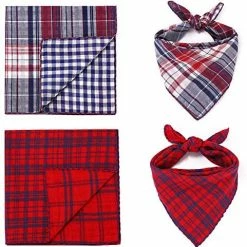 Mia's Pet Supply Freewindo Dog Bandana Set, 6PCS Reversible Plaid Dog Bandanas, Apparel