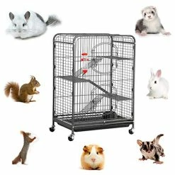 Mia's Pet Supply Metal Ferret Cage Indoor Outdoor Small Animals Hutch Rabbit Houses & Accessories