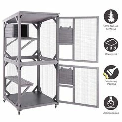 Mia's Pet Supply Aivituvin Cat Cage Wooden Indoor Outdoor Cat House Large Enclosure