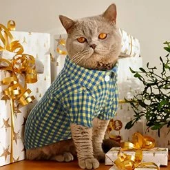 Mia's Pet Supply 4 Pieces Dog Plaid Shirt Breathable Dog T-Shirts Apparel