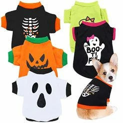 Mia's Pet Supply Apparel 5 Pcs Fall Halloween Dog Shirt Halloween