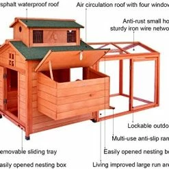 Discount 🔥 Mia's Pet Supply LAZY BUDDY Chicken Coop, 70 Wooden Chick Cage With 2 Hen Nesting Boxes Chicken Coop Cages 🥰 13 Mia's Pet Supply LAZY BUDDY Chicken Coop, 70 Wooden Chick Cage With 2 Hen Nesting Boxes Chicken Coop Cages