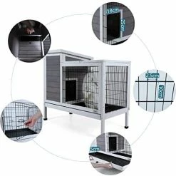 Mia's Pet Supply Petsfit Wood Rabbit Cage With Deeper Not Leakage Removable Tray Rabbit Houses & Accessories
