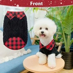 Discount 😀 Mia's Pet Supply Apparel Plaid Patchwork Pet 🦮 Doggy Knitted Sweaters Comfortable 🧥 Coats For Cold Weather 💯 18 Mia's Pet Supply Apparel Plaid Patchwork Pet Doggy Knitted Sweaters Comfortable Coats For Cold Weather