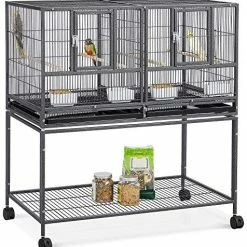 Mia's Pet Supply Aviary & Perches YAHEETECH 41.5" Stackable Divided Breeder Breeding Parakeet Bird Cage
