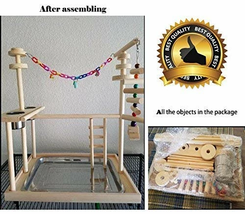 Hot Sale 👍 Mia's Pet Supply : QBLEEV Parrot Wood Stand Perch Bird Playstand Playground 🤩 4 Mia's Pet Supply : QBLEEV Parrot Wood Stand Perch Bird Playstand Playground