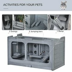 Promo ✨ Mia's Pet Supply PawHut Wooden Hamster Cage Rodent Small Animal Hutch With Seesaw, L 🌟 12 Mia's Pet Supply PawHut Wooden Hamster Cage Rodent Small Animal Hutch With Seesaw, L