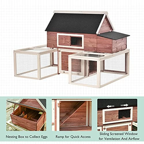 Discount π Mia's Pet Supply PawHut 114" Chicken Coop Wooden Large Hen House Rabbit Hutch β 6 Mia's Pet Supply PawHut 114" Chicken Coop Wooden Large Hen House Rabbit Hutch