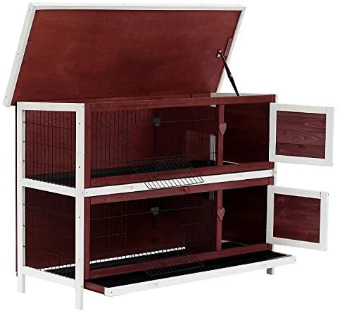 Buy 👏 Mia's Pet Supply PawHut 54" 2-Story Weatherproof Stackable Elevated Wooden Rabbit Hutch Rabbit Houses & Accessories 🎁 1 Mia's Pet Supply PawHut 54" 2-Story Weatherproof Stackable Elevated Wooden Rabbit Hutch Rabbit Houses & Accessories
