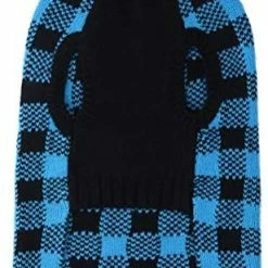 Mia's Pet Supply Apparel PUPTECK Dog Sweater Plaid Pet Cat Winter Knitwear Warm Clothes Blue & Black S/M : Pet Supplies