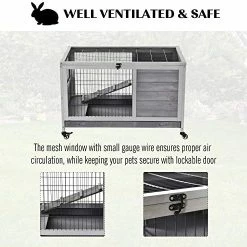 Mia's Pet Supply Rabbit Houses & Accessories PawHut Wooden Indoor Rabbit Hutch Elevated Cage Habitat