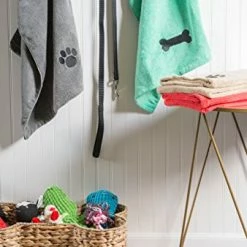 Mia's Pet Supply DII Bone Dry Microfiber Dog Bath Towel With Embroidered Paw Print Hygiene