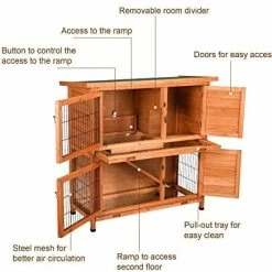 Mia's Pet Supply Rabbit Houses & Accessories 2 Story Outdoor Wooden Bunny Cage Rabbit Hutch