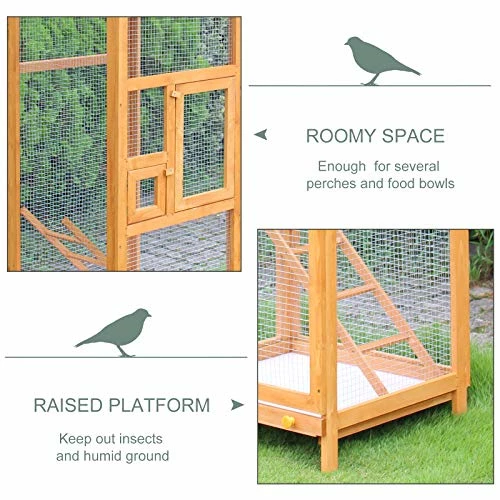 Wholesale โค๏ธ Mia's Pet Supply Aviary & Perches PawHut 65" Large Wooden Vertical Outdoor Aviary Flight House Bird Cage With 2 Doors ๐ 4 Mia's Pet Supply Aviary & Perches PawHut 65" Large Wooden Vertical Outdoor Aviary Flight House Bird Cage With 2 Doors