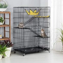 Mia's Pet Supply Topeakmart 4-Tier Foldable Kitten Cat Home Cages Rabbit Houses & Accessories
