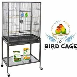 Mia's Pet Supply Aviary & Perches ZENY Bird Cage With Stand Wrought Iron Construction 53-Inch Pet Bird Cage