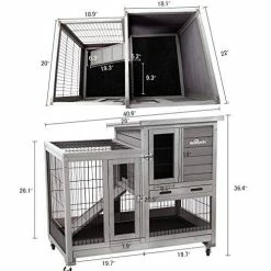 Mia's Pet Supply Rabbit Houses & Accessories Aivituvin Indoor And Outdoor Rabbit Hutch Wood House