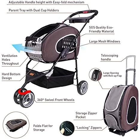 Hot Sale ๐ Mia's Pet Supply Travel : Ibiyaya 5 In 1 Pet Carrier + ๐ Backpack + Car Seat + Pet Carrier Stroller + Carriers With Wheels For ๐ฆฎ Dogs And Cats All In ONE (Brown) : Pet Supplies ๐ 3 Mia's Pet Supply Travel : Ibiyaya 5 In 1 Pet Carrier + Backpack + Car Seat + Pet Carrier Stroller + Carriers With Wheels For Dogs And Cats All In ONE (Brown) : Pet Supplies