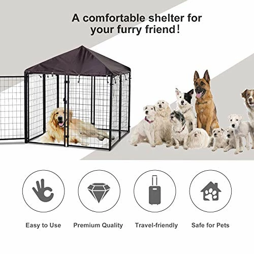 Deals ๐คฉ Mia's Pet Supply PawHut Lockable ๐ Dog House Kennel With Water-Resistant Roof For Small And Medium Sized Pets, 4.6' X 4.6' X 5' ๐ 4 Mia's Pet Supply PawHut Lockable Dog House Kennel With Water-Resistant Roof For Small And Medium Sized Pets, 4.6' X 4.6' X 5'