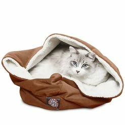 Mia's Pet Supply : 17 Inch Rust Suede Burrow Cat Bed Bedding
