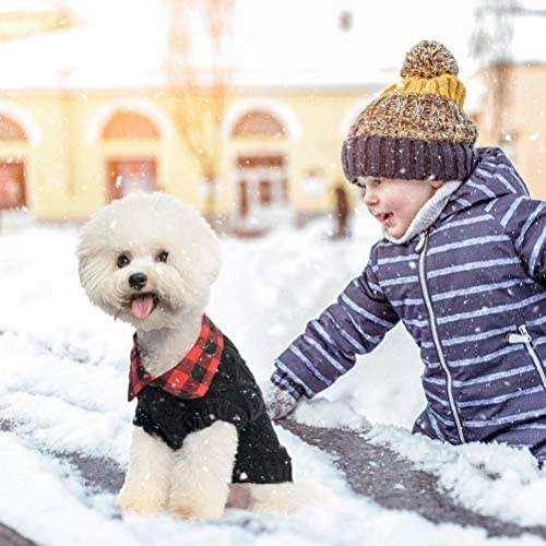 Discount 😀 Mia's Pet Supply Apparel Plaid Patchwork Pet 🦮 Doggy Knitted Sweaters Comfortable 🧥 Coats For Cold Weather 💯 7 Mia's Pet Supply Apparel Plaid Patchwork Pet Doggy Knitted Sweaters Comfortable Coats For Cold Weather