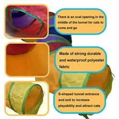 Mia's Pet Supply CATTUNNEL-5R New DeeNiner Colorful Cat Tunnel Cat Tunnel For Indoor Cats Large, With Play Ball S-Shape 5 Way Collapsible Interactive Peek Hole Pet Tube Toys