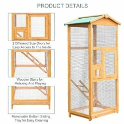 Wholesale โค๏ธ Mia's Pet Supply Aviary & Perches PawHut 65" Large Wooden Vertical Outdoor Aviary Flight House Bird Cage With 2 Doors ๐ 15 Mia's Pet Supply Aviary & Perches PawHut 65