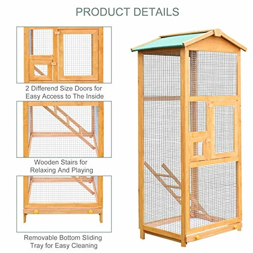 Wholesale โค๏ธ Mia's Pet Supply Aviary & Perches PawHut 65" Large Wooden Vertical Outdoor Aviary Flight House Bird Cage With 2 Doors ๐ 7 Mia's Pet Supply Aviary & Perches PawHut 65" Large Wooden Vertical Outdoor Aviary Flight House Bird Cage With 2 Doors