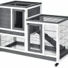 Mia's Pet Supply PawHut Wooden Indoor Rabbit Hutch Elevated Cage Habitat Rabbit Houses & Accessories
