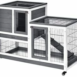 Mia's Pet Supply PawHut Wooden Indoor Rabbit Hutch Elevated Cage Habitat Rabbit Houses & Accessories