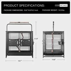 Mia's Pet Supply VIVOHOME 18 Inch Wrought Iron Bird Travel Carrier Cage
