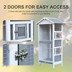 Mia's Pet Supply Aviary & Perches PawHut Wooden Outdoor Bird Cage, Featuring A Large Play House