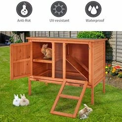 Cheap 🔥 Mia's Pet Supply Rabbit Hutch 2-Tier 40" Rabbit Cage Outdoor Large Wooden Bunny House 🔔 10 Mia's Pet Supply Rabbit Hutch 2-Tier 40